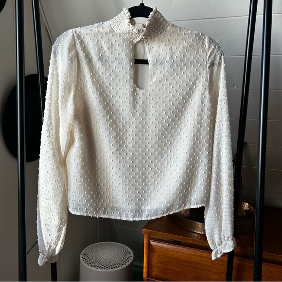 Sheer Swiss Dot Cream Top - Picture 4 of 5
